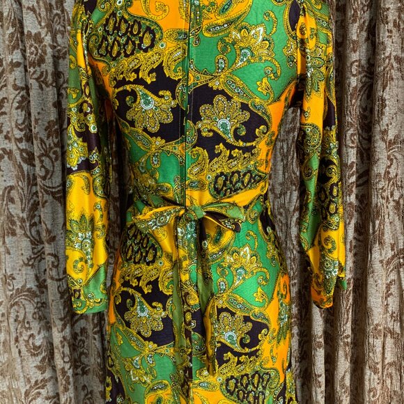 Vintage 60s 70s Vibrant Union Babydoll Dress Hippie Psychedelic Mod Flower Power - Picture 6 of 14